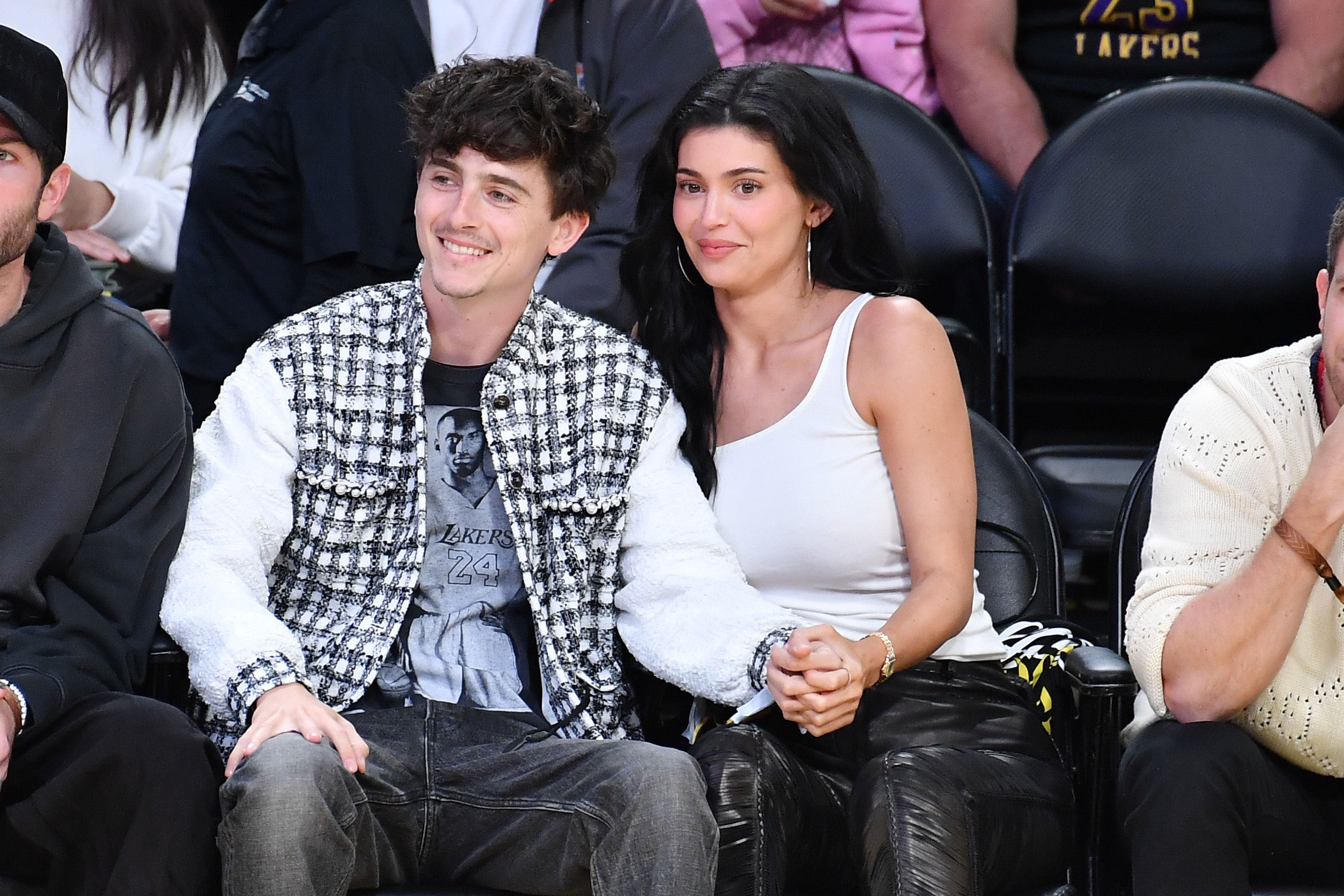Timothee Chalamet and Kylie Jenner visit a basketball game