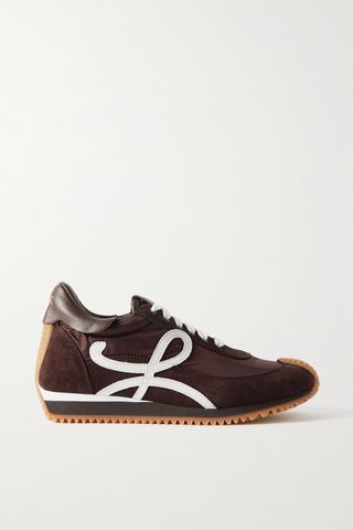 Flow logo-appliquéd shell, suede and leather sneakers