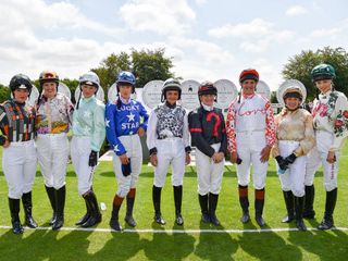 Maggie Buggie, Alexis Green, Leonora Smee, Philippa Holland, Megan Nicholls, Laura Redvers, Kristina Cook, Clare Salmon and Edie Campbell at Glorious Goodwood 2014