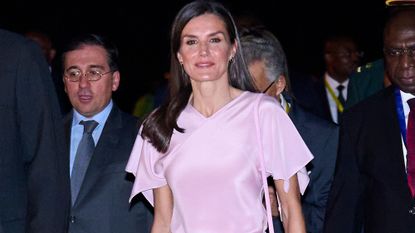 Queen Letizia of Spain wears all pink outfit