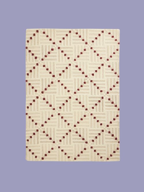 Crosshatch Square Beige Wool Cut Pile