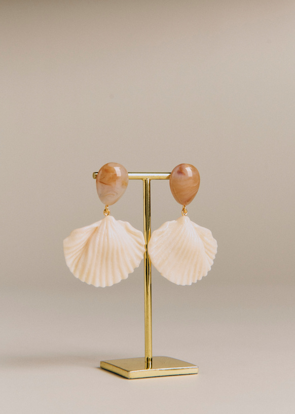 Isla Earrings - Multi Ecru - Resin - S&amp;eacute;zane