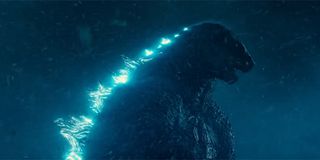 Godzilla charging up to use his atomic breath