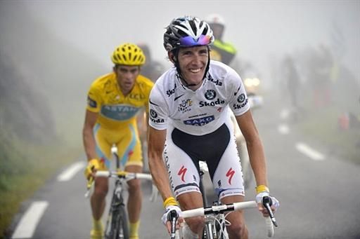 Schleck puts in an attack, one of many.
