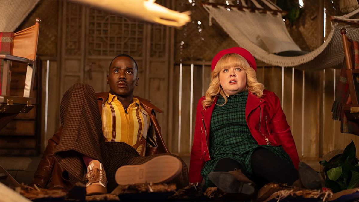 Ncuti Gatwa as the Doctor and Nicola Coughlan as Joy in the 2024 Doctor Who Christmas special