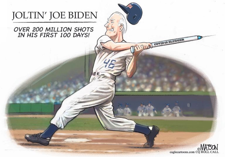 Political Cartoon U.S. biden covid vaccines joe dimaggio