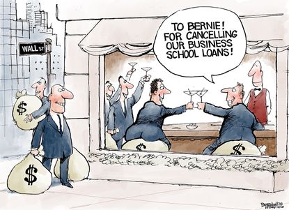 Political Cartoon U.S. Bernie Student Loan Debt Cancelled