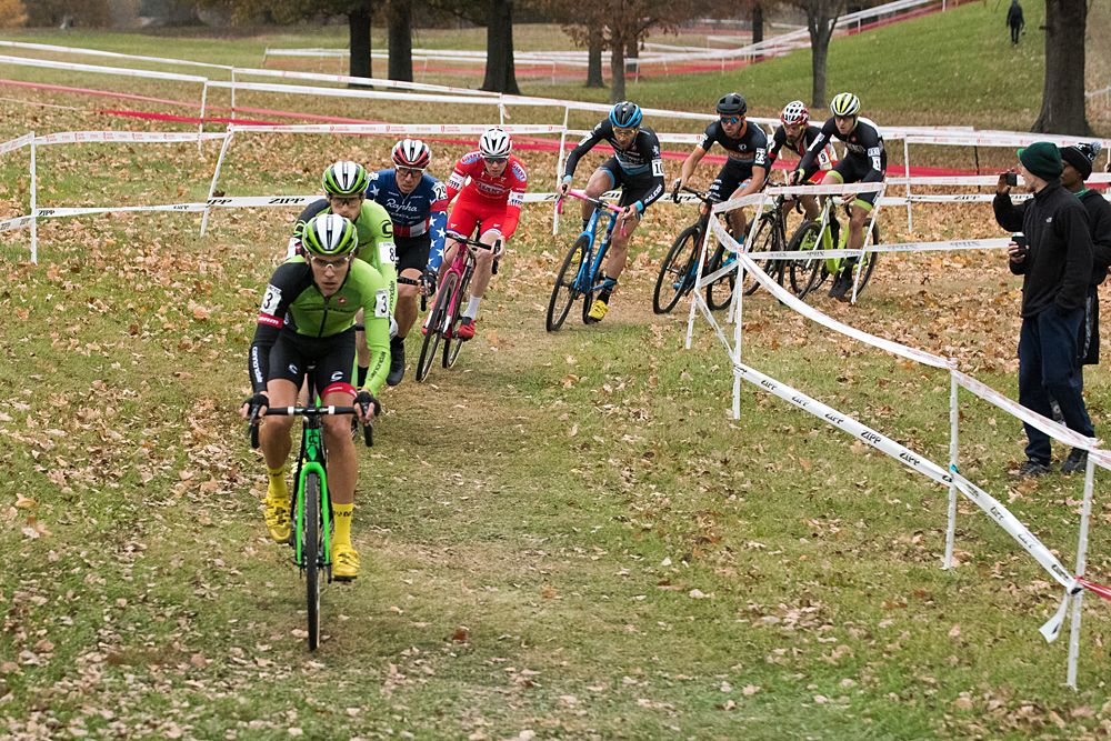 The elite men's race at Kings CX After Dark