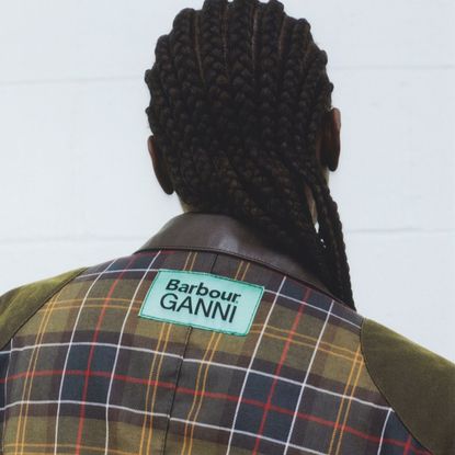 Ganni x Barbour jacket on model