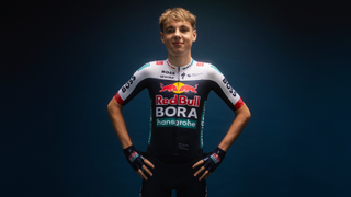 Finn in his new Red Bull-Bora Hansgrohe Rookies kit for 2025