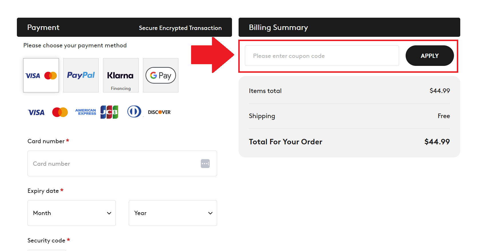A screenshot of the Logitech checkout screen showing where to enter your logitech coupon code
