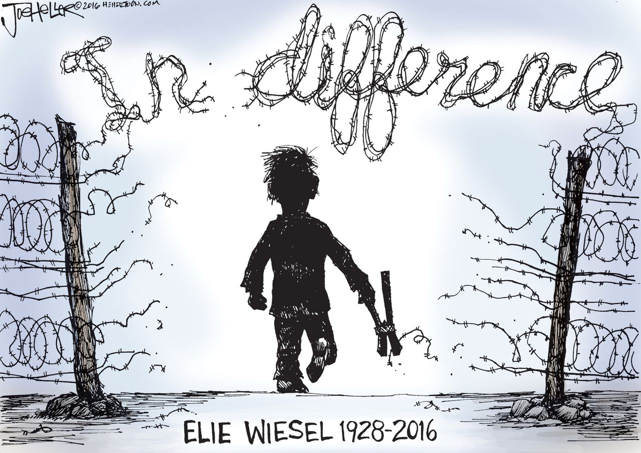 Editorial cartoon U.S. Elie Wiesel memorial