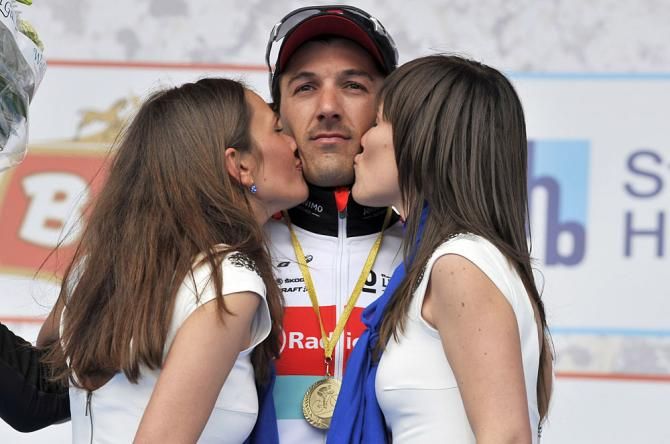 Fabian Cancellara (RadioShack - Leopard) on the podium