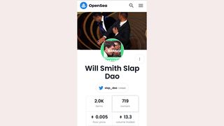 A screen grab of the Will Smith Slap DAO
