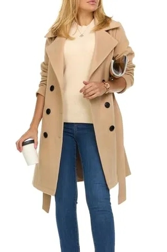 Steve Madden, Trench Coat for Women &amp;ndash; Double-Breasted Long Winter Faux Wool Coat (Was $50) 