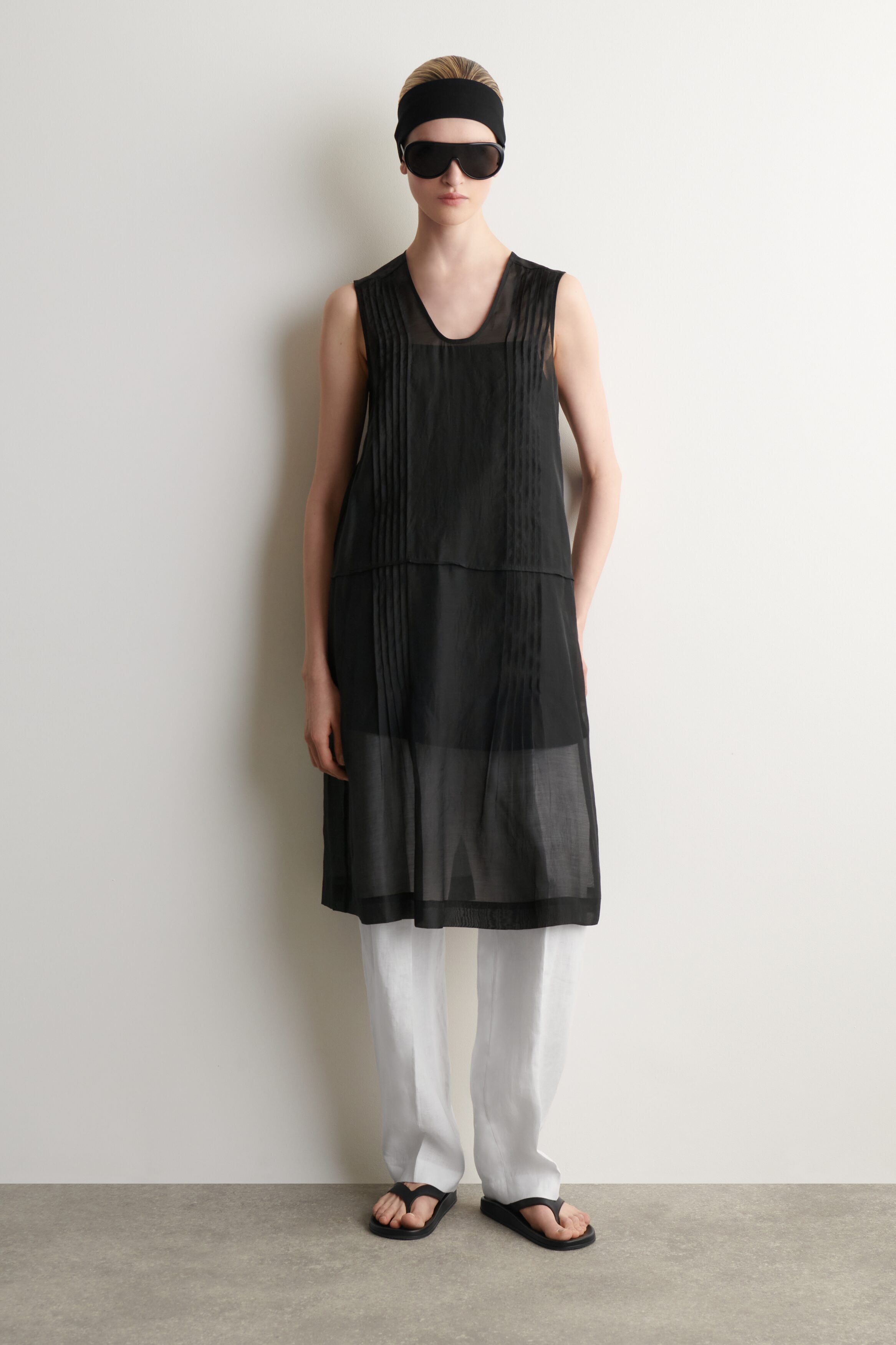 Sheer Pintucked Dress