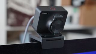 Obsbot Meet 4K webcam on a laptop screen