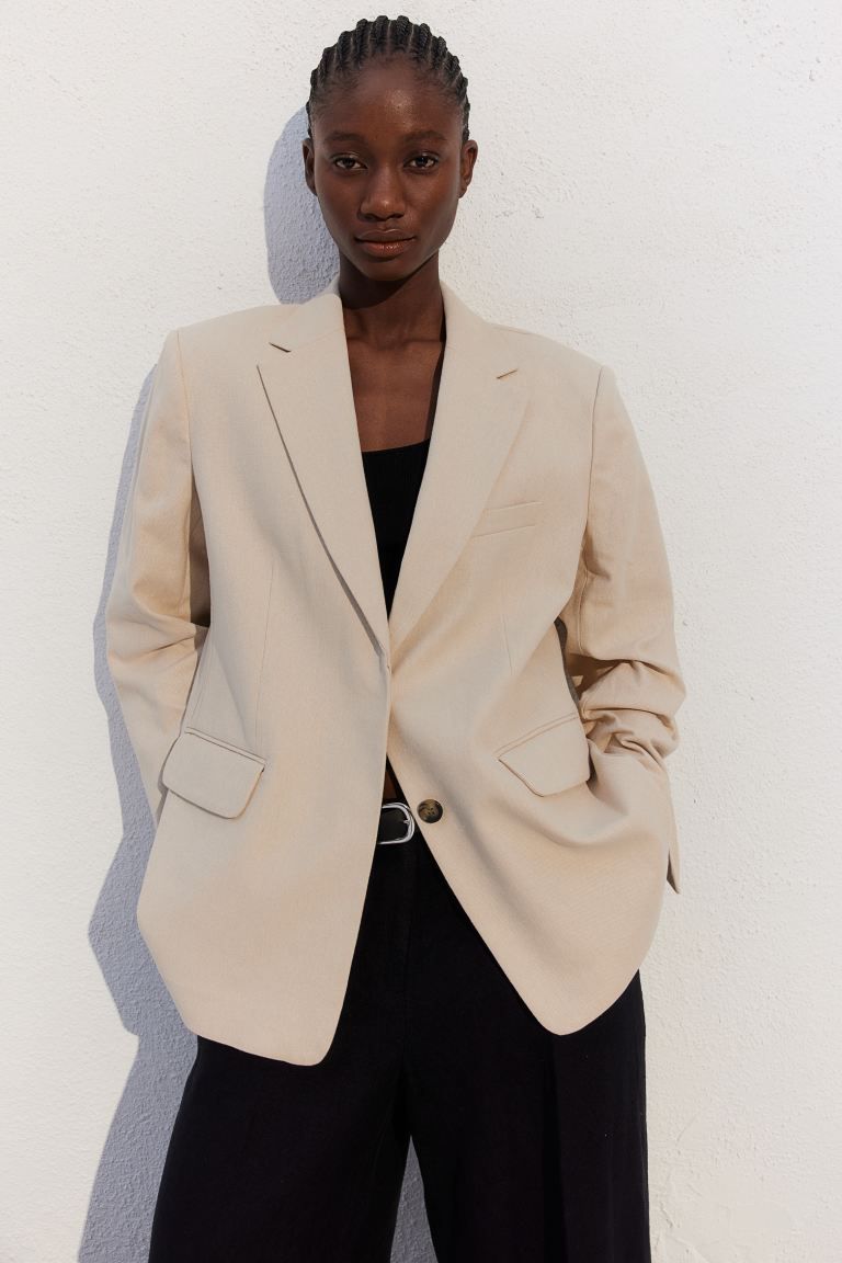 Oversized Linen-Blend Blazer