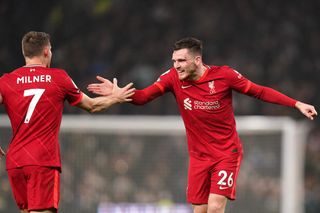 Andy Robertson, right, scored for Liverpool