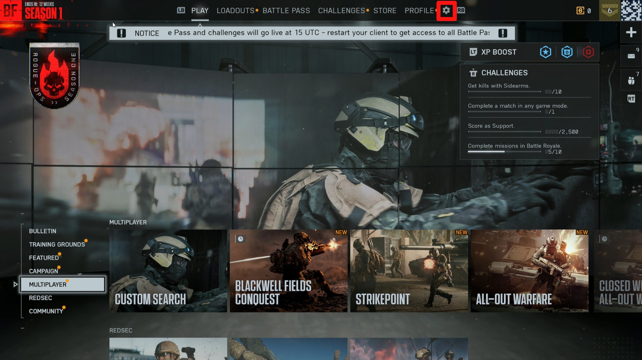 Battlefield 6 and RedSec settings highlighted