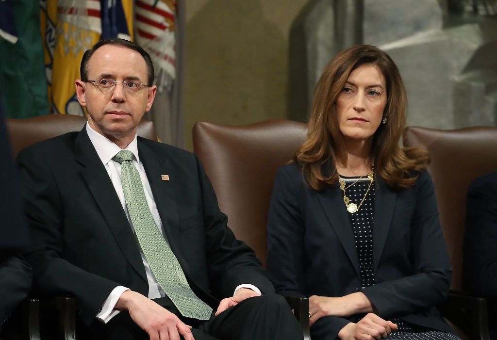 Deputy U.S. Attorney General, Rod Rosenstein,(L), and Associate Attorney General Rachel Brand