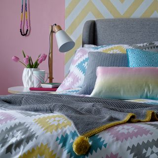 bedroom with naomi cotton rich duvet cover set