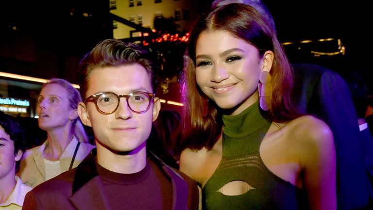 hollywood, california june 26 tom holland l and zendaya pose at the after party for the premiere of sony pictures spider man far from home on june 26, 2019 in hollywood, california photo by kevin wintergetty images