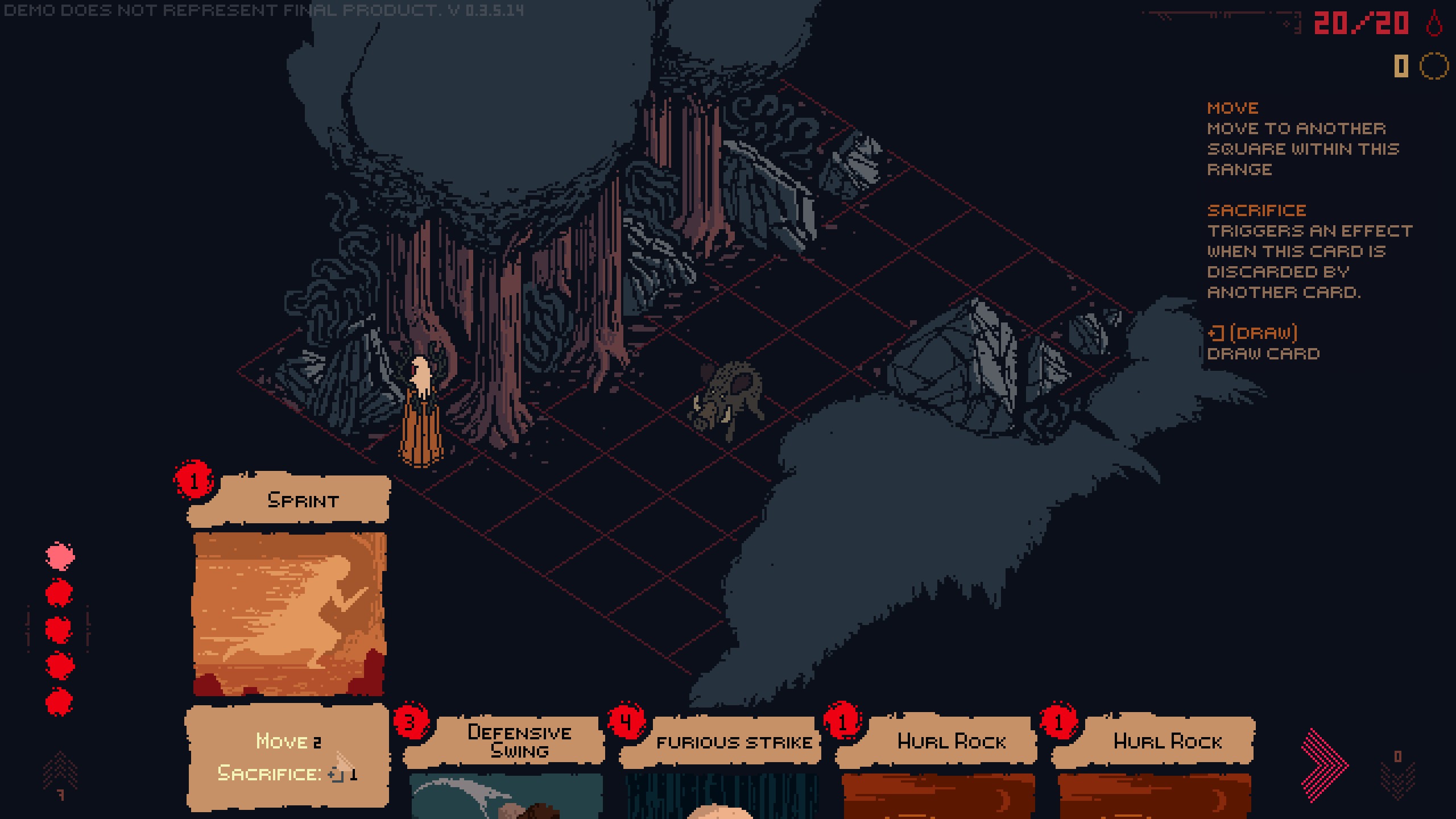 Various screenshots from Death Howl, a soulslike deckbuilder from The Outer Zone