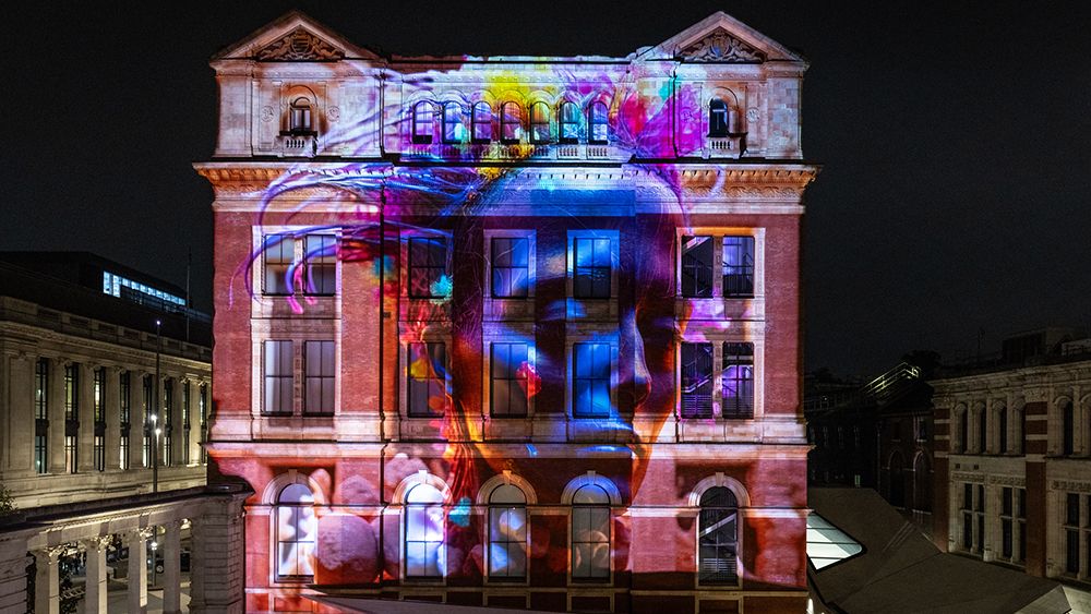 AI art projected at the V&amp;A Museum in London