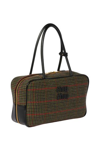 Miu Miu Beau tartan top-handle bag with leather details