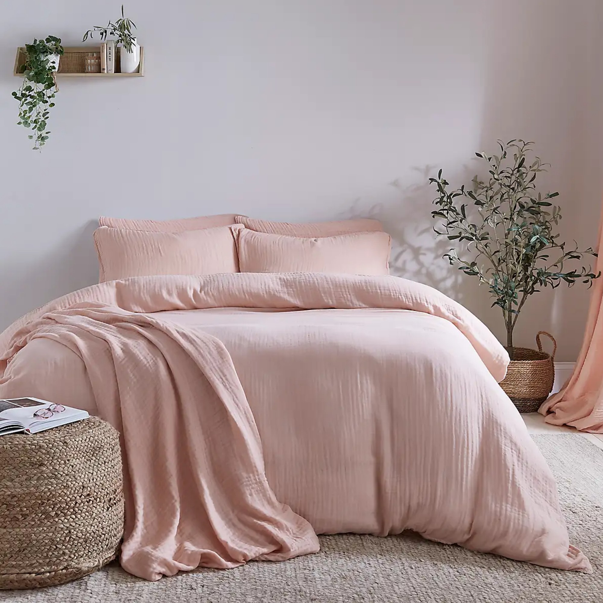 Dunelm Cotton Muslin Duvet Cover and Pillowcase Set