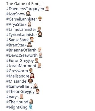 Game of Thrones Twitter emojis