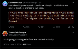 This is going to change the fruit tree meta drastically.