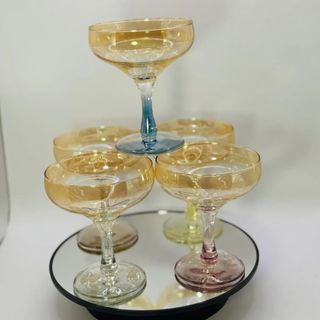 Rare Vintage Set of 5 Champagne Coupe Glasses