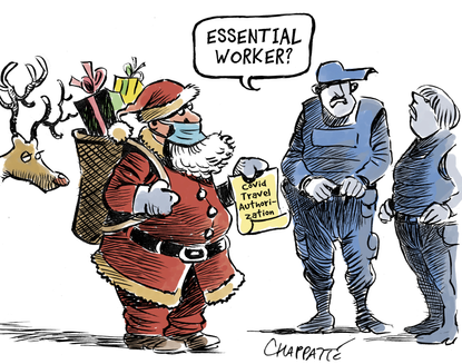 Editorial Cartoon U.S. Santa Claus Christmas COVID