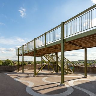 A viewing platform constructed of green steel