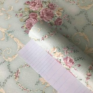 A floral-printed peel and stick wallpaper