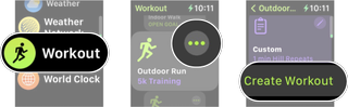 How to create a custom workout in watchOS 9: Tap Workout, tap the options buttons, and then tap create workout.