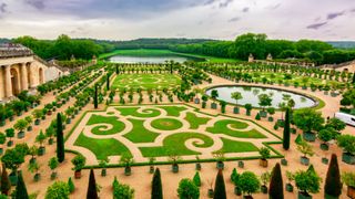 an aerial view of the Gardens of Versailles