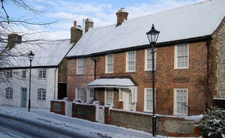 period terraced home in the snow