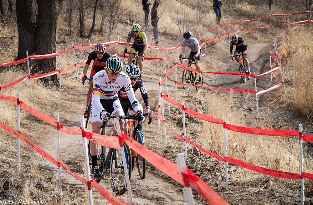 Gage Hecht (Alpha Bicycle) leading the U23 Men during lap one