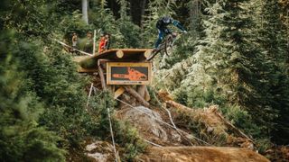 Downhill mountain biker on all new 1199 downhill track at Whistler