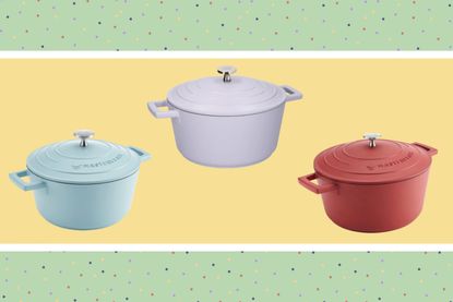 A collage of Le Creuset dupes