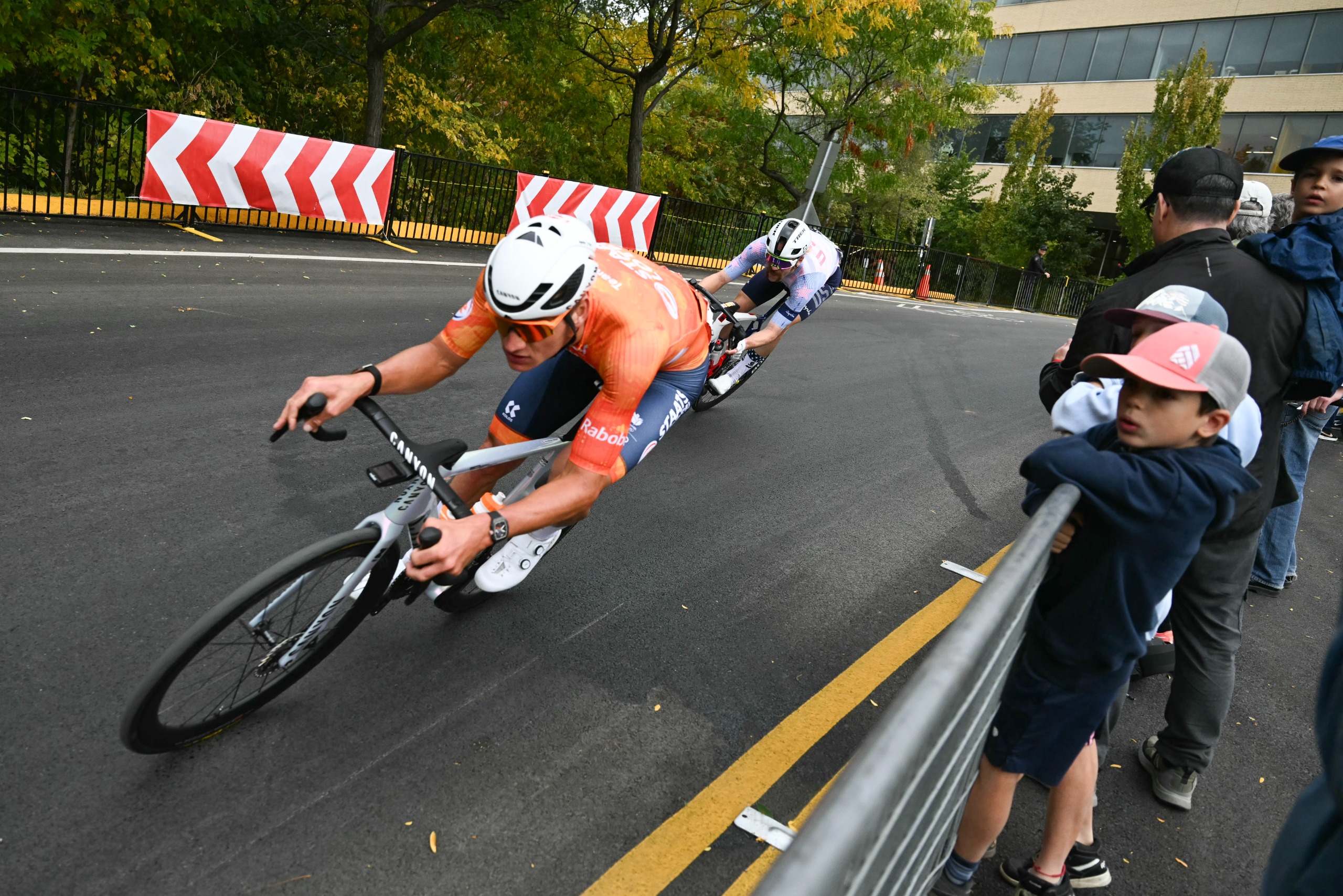 Mathieu van der Poel (Netherlands) during one of his many attacks in the 2026 UCI Road World Championships