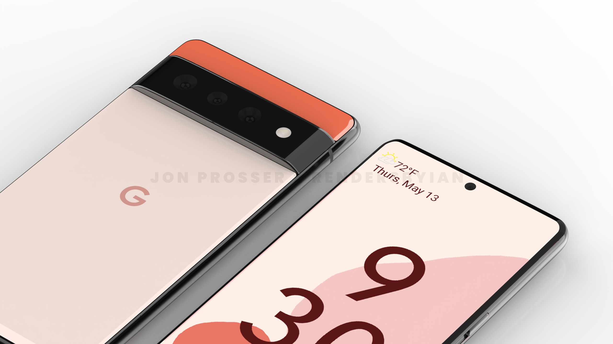 A leaked render showing the Pixel 6 Pro from the front and back