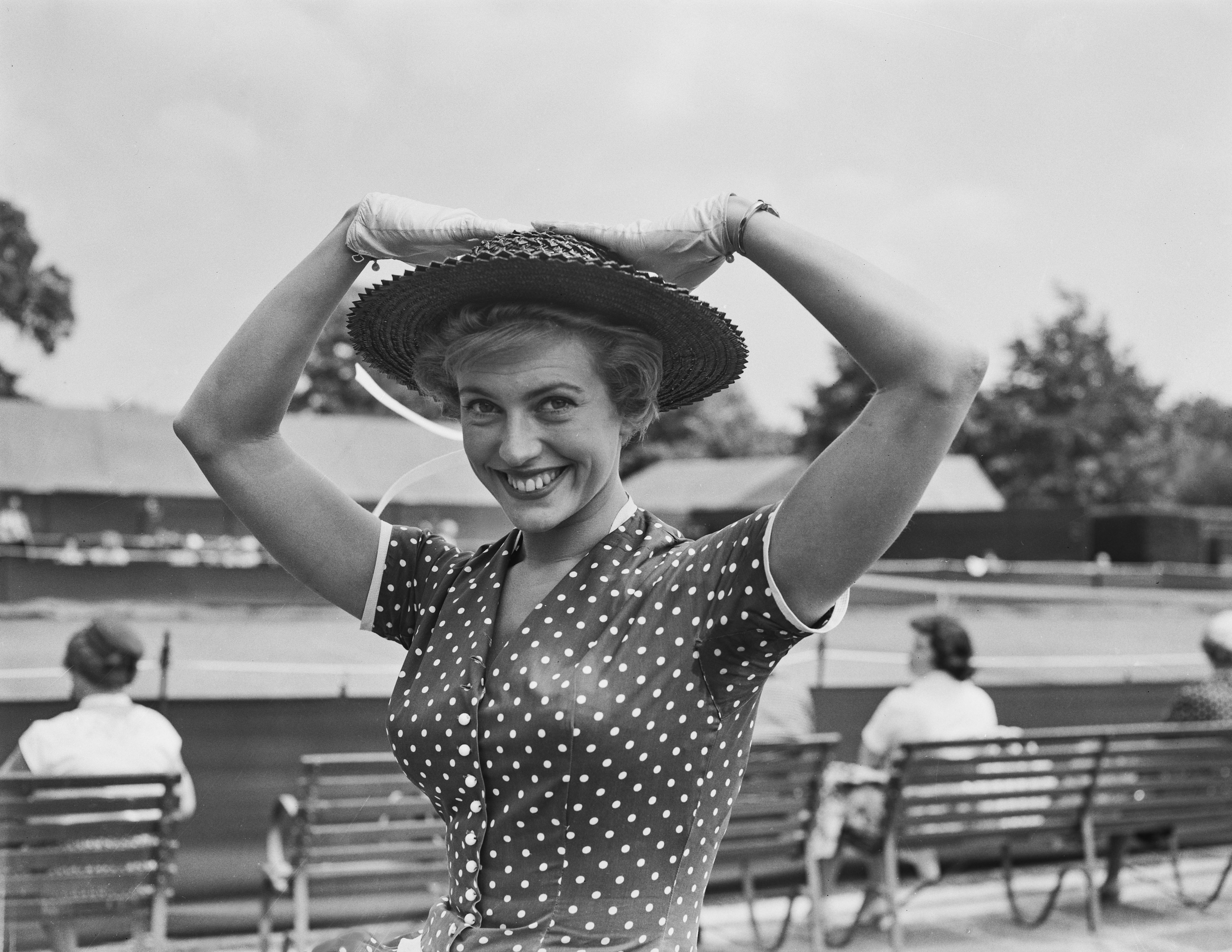 Aleta Morrison wearing a polka dot dress at Wimbledon.