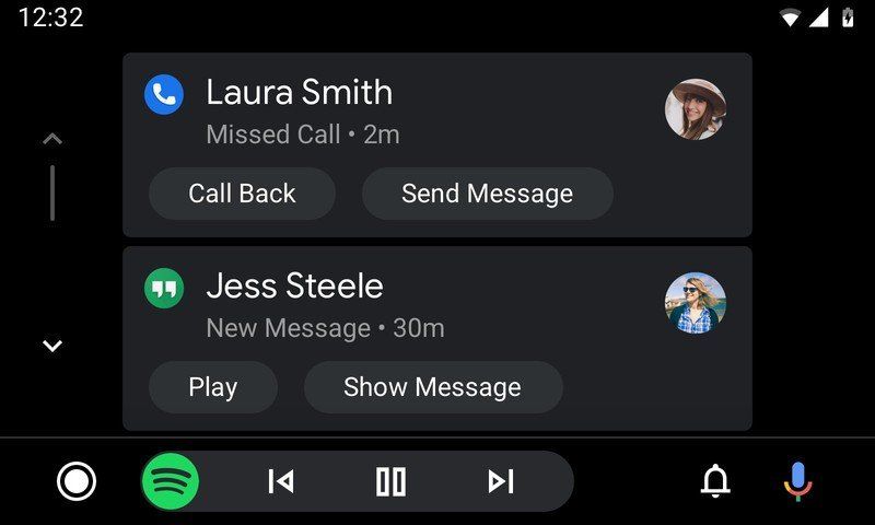 Android Auto notification interface