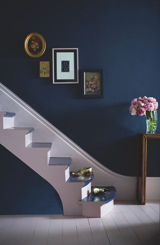 staircase ideas: painted staircase blue and white