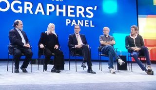 Ron Rivest, Whitfield Diffie, Martin Hellman, Adi Shamir and Moxie Marlinspike during a panel discussion March 1, 2016 at the RSA Conference in San Francisco. Credit: Paul Wagenseil/Tom's Guide