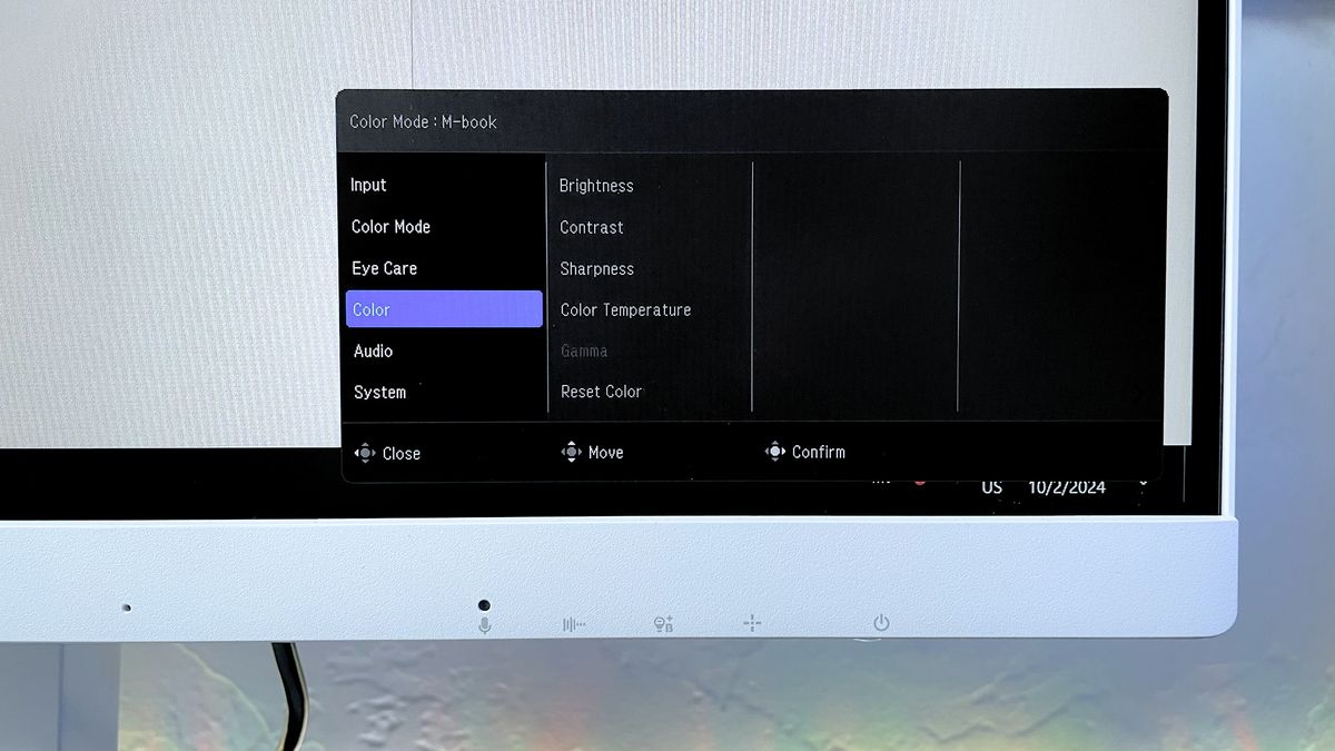 Close up of the "Color" menu pop up on the BenQ GW2790QT Ergonomic Eye-Care monitor